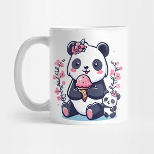 Pandas family eating ice cream Mug